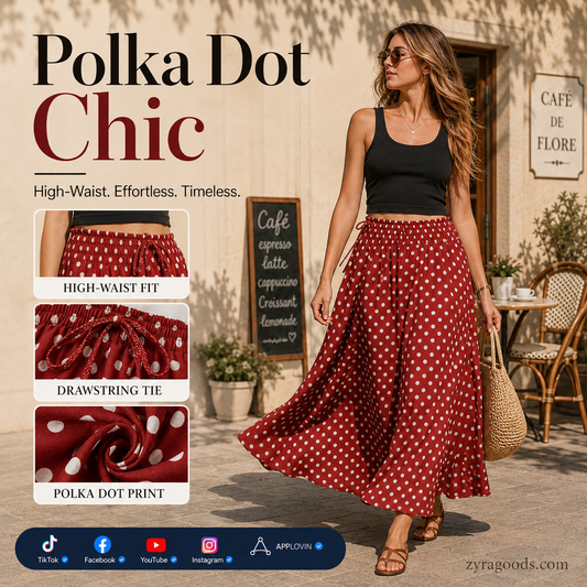 Women's Polka Dot Midi Skirt