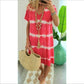 JUST 19.99 ,Tie-dye Striped Short-sleeved Loose T-shirt Dress