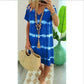 JUST 19.99 ,Tie-dye Striped Short-sleeved Loose T-shirt Dress