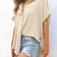 🔥Hot Sale 50% Off💥Women's Casual Button Short Sleeve Slit Hem Shirt Solid Color Tops