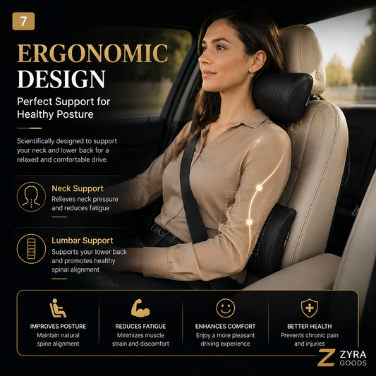 Premium Car Seat Headrest & Lumbar Support Cushion