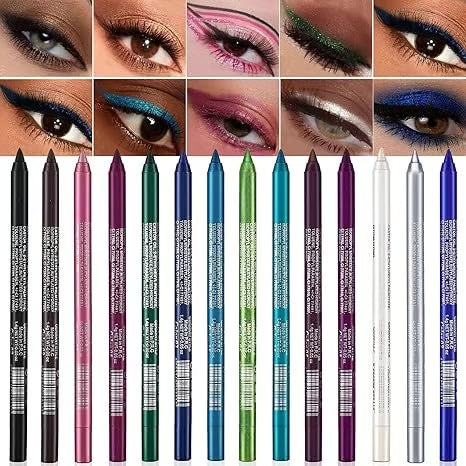 Sparkling Gel Eyeliner Collection – 14 waterproof, pearl & metallic shades to play with. One-stroke intensity, all-day wear. 🌈💫