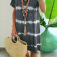 JUST 19.99 ,Tie-dye Striped Short-sleeved Loose T-shirt Dress