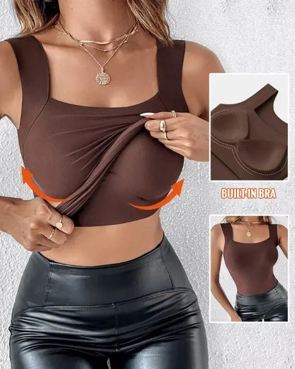 Last Day Special Price £12.99💐 Women’s U-Neck Tank Tops with Built-In Bra