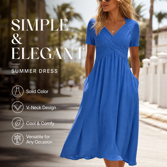 Women’s V-Neck Short Sleeve Long Dresses