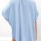 🔥Hot Sale 50% Off💥Women's Casual Button Short Sleeve Slit Hem Shirt Solid Color Tops