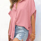 🔥Hot Sale 50% Off💥Women's Casual Button Short Sleeve Slit Hem Shirt Solid Color Tops