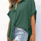 🔥Hot Sale 50% Off💥Women's Casual Button Short Sleeve Slit Hem Shirt Solid Color Tops