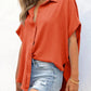 🔥Hot Sale 50% Off💥Women's Casual Button Short Sleeve Slit Hem Shirt Solid Color Tops