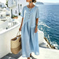 ⌛Limited-Time Offer-Women's Button-Front Short Sleeve Maxi Dress