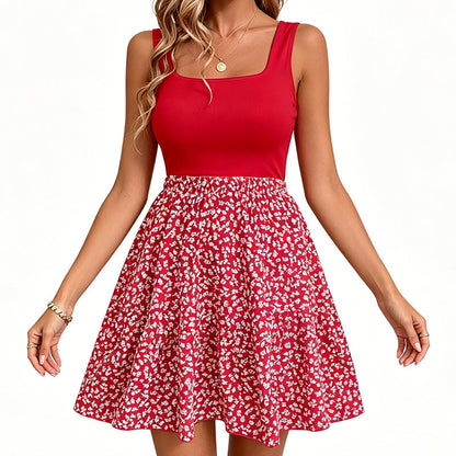 Women's Summer Square Neck Floral Dress